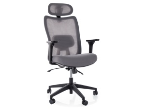 SCAUN DE BIROU, Q-724H GRI, FUNCTIE MULTIBLOCK, CU TAPITERIE DIN TEXTIL SI PLASA SI PICIOR DIN METAL, STIL MODERN