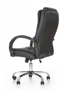 SCAUN DE BIROU RELAX, NEGRU/CROM, TAPITERIE DIN PIELE ECOLOGICA SI PICIOARE DIN METAL, STIL MODERN - Img 3