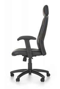 SCAUN DE BIROU STILO, NEGRU/NEGRU, TAPITERIE DIN PIELE ECOLOGICA SI PICIOARE DIN METAL, STIL MODERN - Img 2