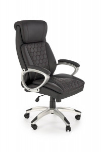 SCAUN DE BIROU THOMAS, NEGRU/CROM, TAPITERIE DIN PIELE ECOLOGICA SI PICIOARE DIN METAL, STIL MODERN