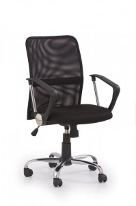 SCAUN DE BIROU TONY, NEGRU/CROM, TAPITERIE DIN STOFA/PLASA SI PICIOARE DIN METAL, STIL MODERN - Img 1