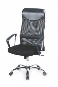 SCAUN DE BIROU VIRE, NEGRU/CROM, TAPITERIE DIN STOFA/PLASA SI PICIOARE DIN METAL, STIL MODERN - Img 1