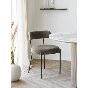SCAUN DE SUFRAGERIE BADALONA, DIN METAL SI TEXTIL BOUCLE, CULOARE MARO/NEGRU, HOUSE NORDIC - Img 2