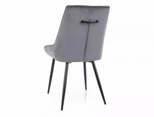 SCAUN DINING AGAT, GRI BLUVEL 14/NEGRU MAT, TAPITERIE DIN CATIFEA SI PICIOARE DIN METAL, STIL MODERN - Img 3