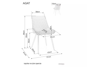 SCAUN DINING AGAT, GRI BLUVEL 14/NEGRU MAT, TAPITERIE DIN CATIFEA SI PICIOARE DIN METAL, STIL MODERN - Img 6