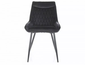 SCAUN DINING AGAT, NEGRU BLUVEL 19/NEGRU MAT, TAPITERIE DIN CATIFEA SI PICIOARE DIN METAL, STIL MODERN - Img 2