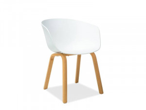 SCAUN DINING, ALB/STEJAR, DIN POLIPROPILENA SI METAL, STIL MODERN