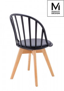 SCAUN DINING ALBERT, NEGRU/FAG, DIN POLIPROPILENA SI PIELE ECOLOGICA, STIL MODERN - Img 3