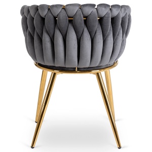 SCAUN DINING, ARTIM MEBLE, REALIZAT DIN METAL SI CATIFEA, CULOARE GRI/AURIE, STIL MODERN - Img 6