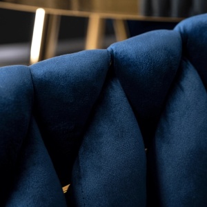 SCAUN DINING, ARTIM MEBLE, REALIZAT DIN METAL SI CATIFEA, CULOARE ALBASTRU/AURIE, STIL MODERN - Img 6