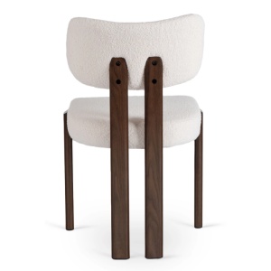 SCAUN DINING, ARTIM MEBLE, REALIZAT DIN METAL SI TEXTIL BOUCLE, CULOARE NUC/CREM, STIL MODERN - Img 4
