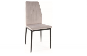 SCAUN DINING ATOM, GRI DESCHIS BLUVEL 03/NEGRU MAT, TAPITERIE DIN CATIFEA SI PICIOARE DIN METAL, STIL MODERN - Img 1