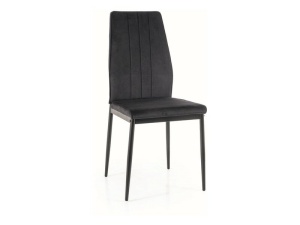 SCAUN DINING ATOM, NEGRU BLUVEL 19/NEGRU MAT, TAPITERIE DIN CATIFEA SI PICIOARE DIN METAL, STIL MODERN