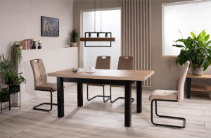 SCAUN DINING AXO, BEJ BLUVEL 28/NEGRU MAT, TAPITERIE DIN CATIFEA SI PICIOARE DIN METAL, STIL MODERN - Img 4