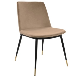 SCAUN DINING BEJ/KAKI/NEGRU/AURIU, DIN CATIFEA, DIEGO STIL MODERN - Img 1
