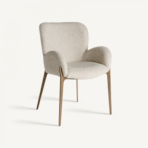 SCAUN DINING BESNE, BEJ, REF. 35239, PRELUCRAT MANUAL, CONFECTIONAT DIN METAL SI TEXTIL, STIL MODERN - Img 1