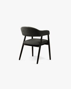 SCAUN DINING/BIROU ANDRA, GRI INCHIS, TAPITAT CU TAPITERIE DIN TEXTIL CHENILLE REBEL SI LEMN MASIV, MICADONI - Img 4