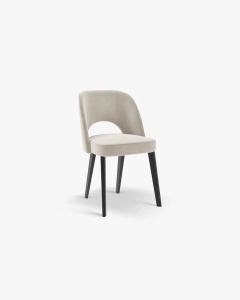 SCAUN DINING/BIROU BOWE, GRI DESCHIS, TAPITAT CU TAPITERIE DIN TEXTIL CATIFEA MAGIC VELVET SI LEMN MASIV DE FAG, MICADONI - Img 2