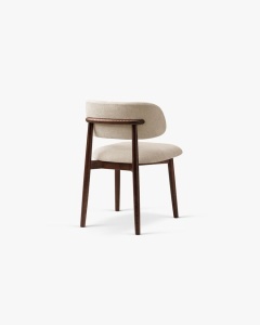 SCAUN DINING/BIROU EVAN, BEJ, TAPITAT CU TAPITERIE DIN TEXTIL CHENILLE REBEL SI LEMN MASIV, MICADONI - Img 3