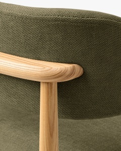 SCAUN DINING/BIROU EVAN, VERDE DESCHIS, TAPITAT CU TAPITERIE DIN TEXTIL CATIFEA CHENILLE REBEL SI LEMN MASIV, MICADONI - Img 4