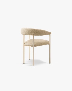 SCAUN DINING/BIROU LEA, BEJ/CREM, TAPITAT CU TAPITERIE DIN TEXTIL BOUCLE BALOO SI METAL, MICADONI - Img 2