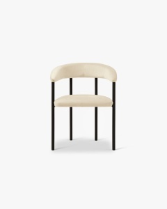 SCAUN DINING/BIROU LEA, IVORY/NEGRU, TAPITAT CU TAPITERIE DIN TEXTIL CATIFEA MAGIC VELVET SI METAL, MICADONI