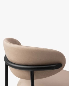 SCAUN DINING/BIROU NINA, BEJ MIGDALA, TAPITAT CU TAPITERIE DIN TEXTIL MAGIC VELVET SI METAL, MICADONI - Img 4