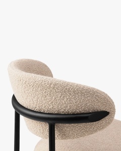 SCAUN DINING/BIROU NINA, BEJ, TAPITAT CU TAPITERIE DIN TEXTIL BOUCLE BALOO SI METAL, MICADONI - Img 4