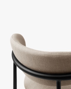 SCAUN DINING/BIROU NINA, BEJ, TAPITAT CU TAPITERIE DIN TEXTIL STRUCTURAT BJORN SI METAL, MICADONI - Img 4
