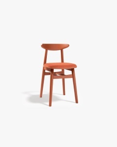 SCAUN DINING/BIROU OSOS, CORAI/FLAMINGO, TAPITAT CU TAPITERIE DIN TEXTIL CATIFEA VENUS SI LEMN MASIV, MICADONI - Img 2