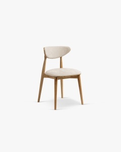 SCAUN DINING/BIROU RINA, BEJ, TAPITAT CU TAPITERIE DIN TEXTIL CHENILLE REBEL SI LEMN MASIV DE FAG, MICADONI