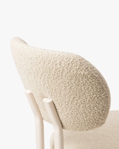 SCAUN DINING/BIROU SAM, BEJ, TAPITAT CU TAPITERIE DIN TEXTIL BOUCLE BALOO SI METAL, MICADONI - Img 4