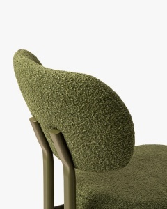 SCAUN DINING/BIROU SAM, VERDE MASLINIU INCHIS, TAPITAT CU TAPITERIE DIN TEXTIL BOUCLE BALOO SI METAL, MICADONI - Img 4