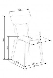 SCAUN DINING BUGGI, ALB/STEJAR, DIN MDF LACUIT SI PICIOARE DIN LEMN MASIV, STIL CLASIC - Img 2