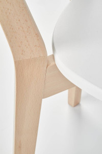 SCAUN DINING BUGGI, ALB/STEJAR, DIN MDF LACUIT SI PICIOARE DIN LEMN MASIV, STIL CLASIC - Img 6