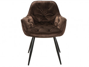 SCAUN DINING CHERRY VELVET, CAPPUCCINO BLUVEL 38/NEGRU MAT, TAPITERIE DIN CATIFEA SI PICIOARE DIN METAL, STIL MODERN - Img 2