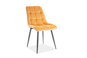 SCAUN DINING CHIC, CURRY BLUVEL 68/NEGRU MAT, TAPITERIE DIN CATIFEA SI PICIOARE DIN METAL, STIL MODERN
