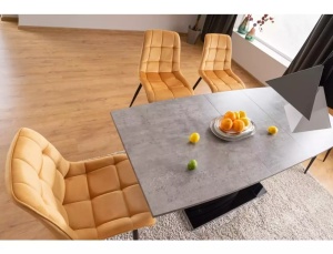 SCAUN DINING CHIC, CURRY BLUVEL 68/NEGRU MAT, TAPITERIE DIN CATIFEA SI PICIOARE DIN METAL, STIL MODERN - Img 2