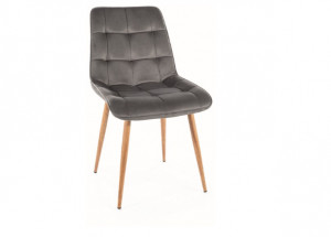 SCAUN DINING CHIC D, GRI BLUVEL 14/STEJAR, TAPITERIE DIN CATIFEA SI PICIOARE DIN METAL, STIL MODERN