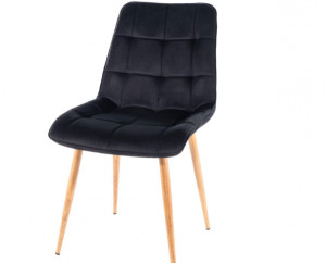 SCAUN DINING CHIC D, NEGRU BLUVEL 19/STEJAR, TAPITERIE DIN CATIFEA SI PICIOARE DIN METAL, STIL MODERN - Img 2