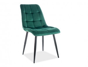 SCAUN DINING CHIC, VERDE BLUVEL 78/NEGRU MAT, TAPITERIE DIN CATIFEA SI PICIOARE DIN METAL, STIL MODERN