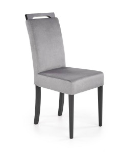SCAUN DINING CLARION 2, GRI MONOLITH 85/NEGRU, CU TAPITERIE DIN STOFA FINA SI PICIOARE DIN LEMN MASIV, STIL CLASIC