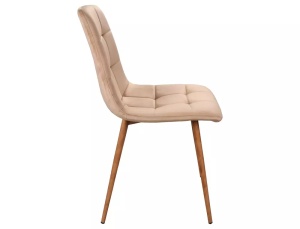 SCAUN DINING D, BEJ BLUVEL 28/STEJAR, TAPITERIE DIN CATIFEA SI METAL, STIL MODERN - Img 3