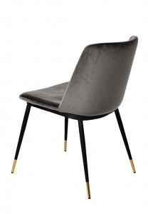 SCAUN DINING DIEGO, GRI INCHIS/NEGRU/AURIU, DIN CATIFEA SI METAL, STIL MODERN - Img 4