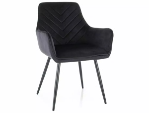 SCAUN DINING FIG, NEGRU BLUVEL 19/NEGRU MAT, TAPITERIE DIN CATIFEA SI PICIOARE DIN METAL, STIL MODERN