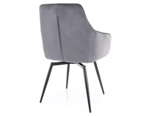 SCAUN DINING, GRI BLUVEL 14/NEGRU MAT, TAPITERIE DIN CATIFEA SI PICIOARE DIN METAL, STIL MODERN - Img 2
