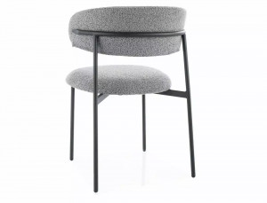 SCAUN DINING, GRI TAP 232/NEGRU MAT, TAPITERIE DIN STOFA SI METAL, STIL MODERN - Img 3