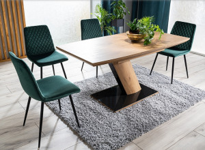 SCAUN DINING IRYS, VERDE BLUVEL 78/NEGRU, TAPITERIE DIN CATIFEA SI PICIOARE DIN METAL, STIL MODERN - Img 3