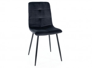 SCAUN DINING IVO, NEGRU BLUVEL 19/NEGRU MAT, TAPITERIE DIN CATIFEA SI PICIOARE DIN METAL, STIL MODERN