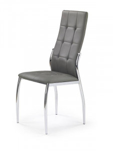 SCAUN DINING K209, GRI/CROM, CU TAPITERIE DIN PIELE ECOLOGICA SI PICIOARE DIN METAL, STIL MODERN
